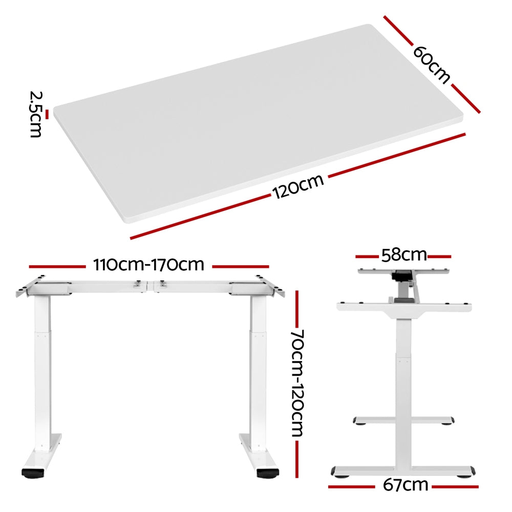 Desks: Artiss Standing Desk Motorised Dual Motor 120CM White