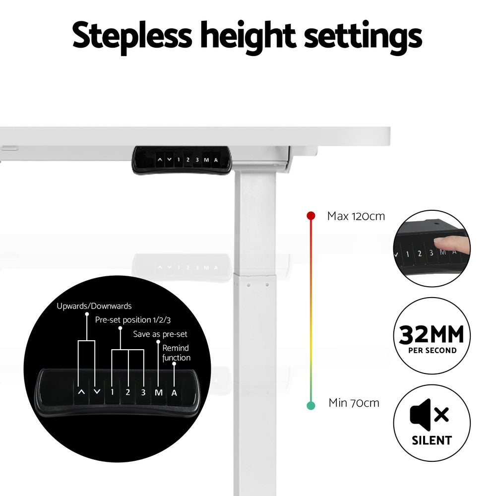 Desks: Artiss Standing Desk Motorised Dual Motor 120CM White