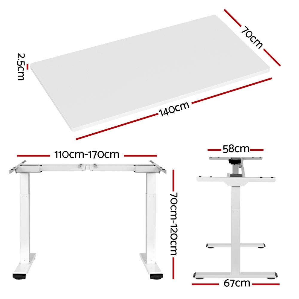 Desks: Artiss Standing Desk Motorised Dual Motor 140CM White