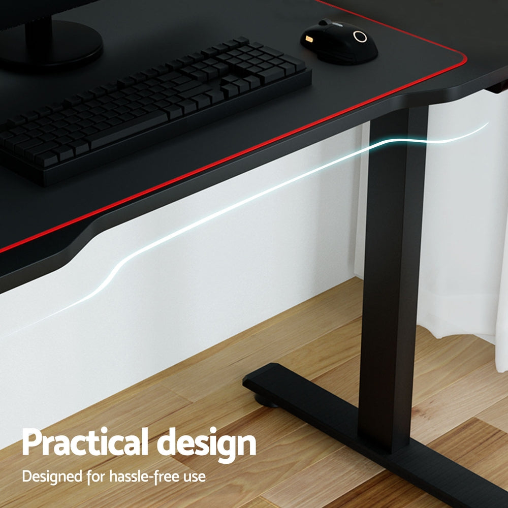 Desks: Artiss Electric Gaming Desk RGB Sit Stand Height Adjustable Table Black