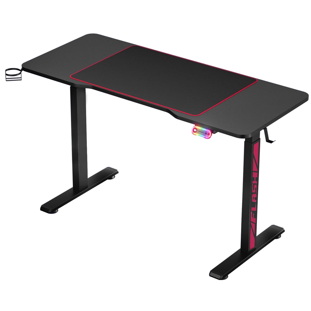 Desks: Artiss Electric Gaming Desk RGB Sit Stand Height Adjustable Table Black