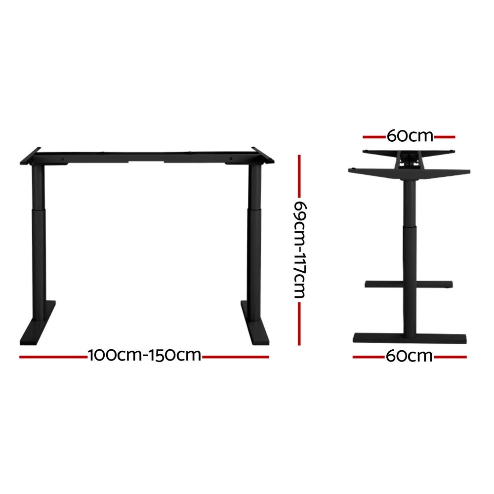 Desks: Artiss Standing Desk Frame Only Dual Motor Motorised Adjustable 125KG Load Black