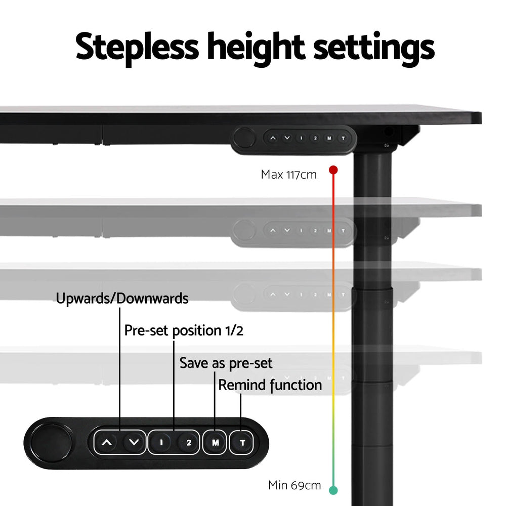 Desks: Artiss Standing Desk Frame Only Dual Motor Motorised Adjustable 125KG Load Black