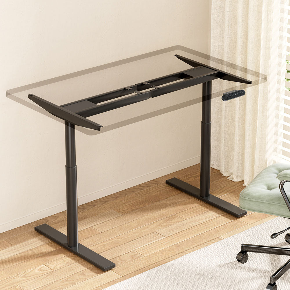 Desks: Artiss Standing Desk Frame Only Dual Motor Motorised Adjustable 125KG Load Black