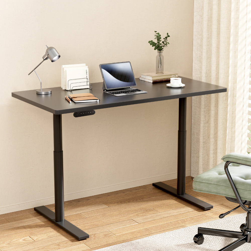 Desks: Artiss Standing Desk Motorised Electric Dual Motor Black 120CM
