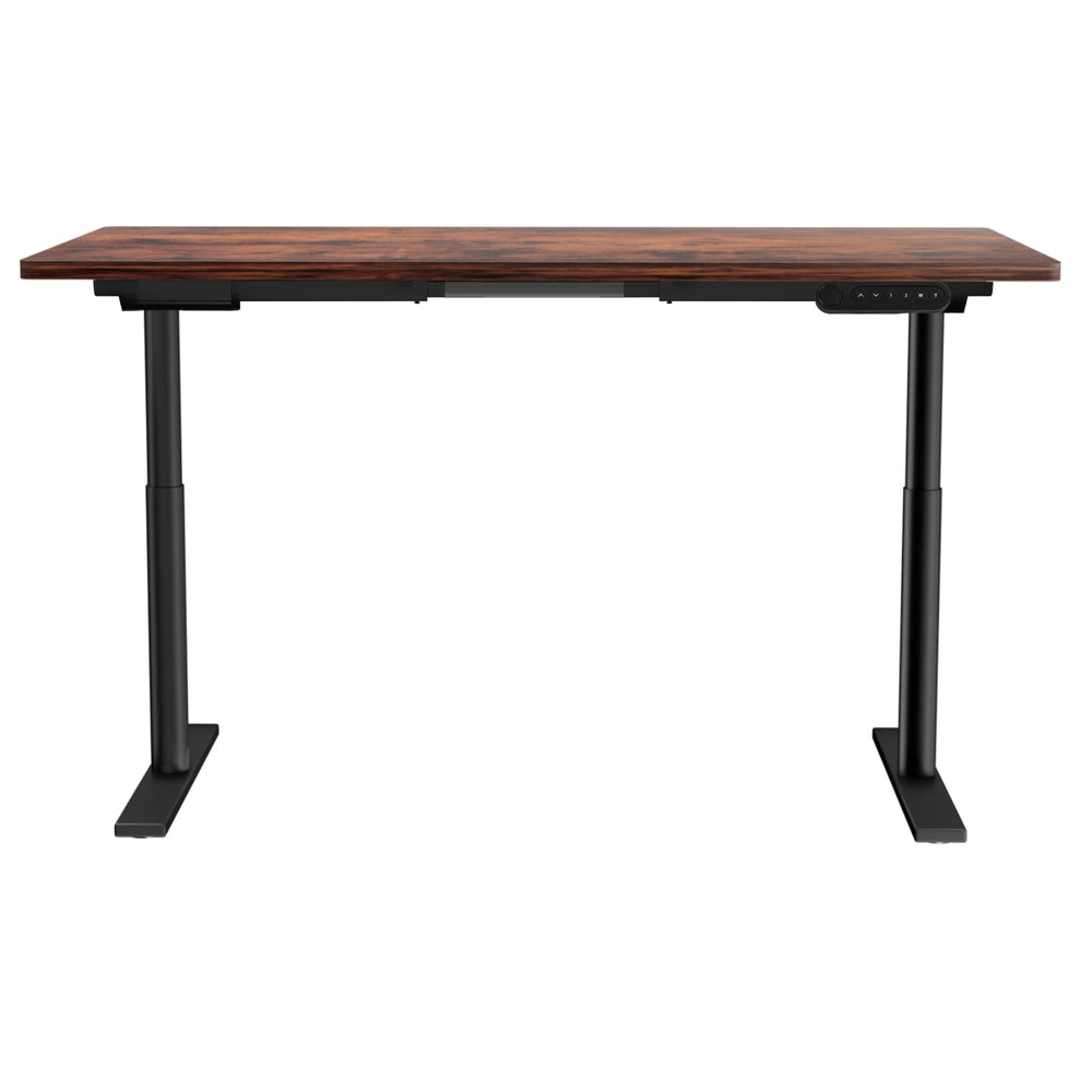 Desks: Artiss Standing Desk Motorised Electric Dual Motor Rustic Brown 140CM