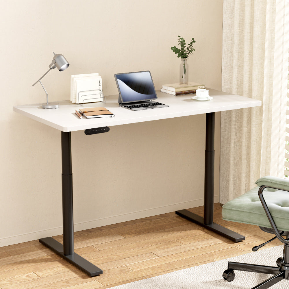 Desks: Artiss Standing Desk Motorised Electric Dual Motor White 120CM