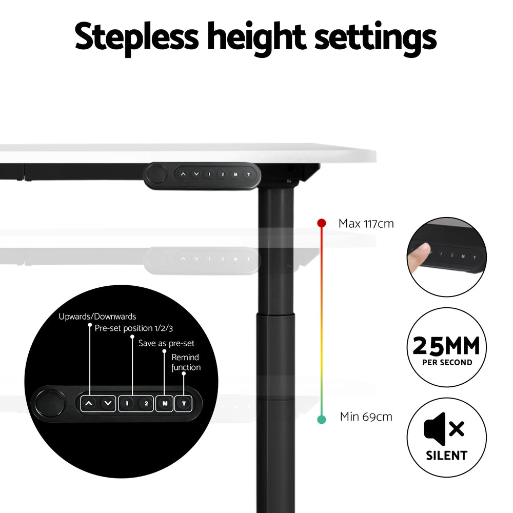 Desks: Artiss Standing Desk Motorised Electric Dual Motor White 120CM
