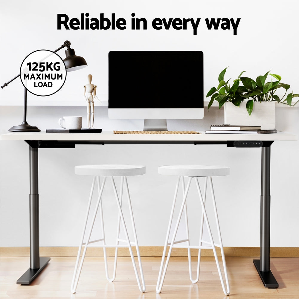 Desks: Artiss Standing Desk Motorised Electric Dual Motor White 120CM