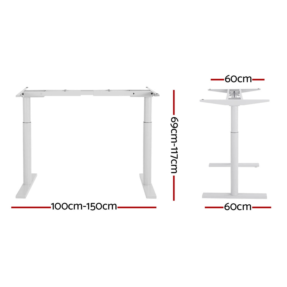 Desks: Artiss Standing Desk Frame Only Dual Motor Motorised Adjustable 125KG Load White