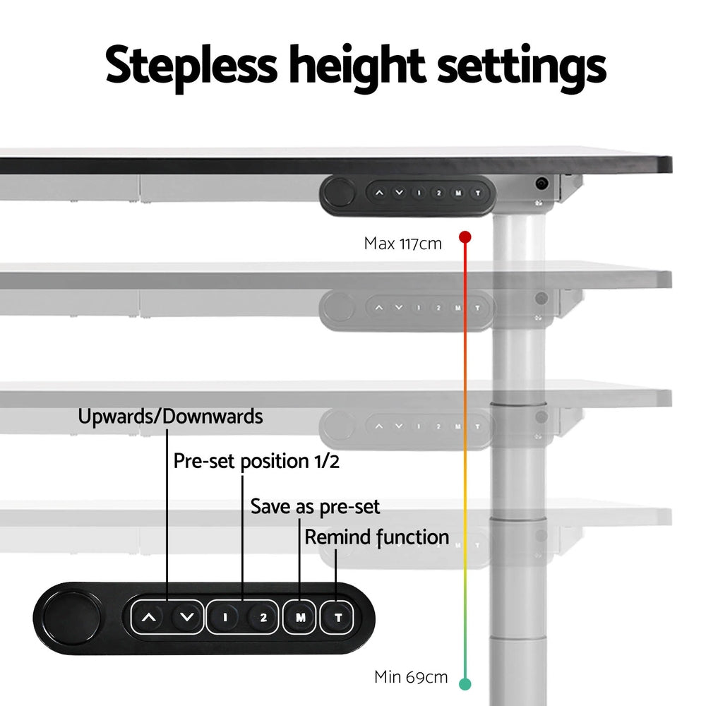 Desks: Artiss Standing Desk Frame Only Dual Motor Motorised Adjustable 125KG Load White