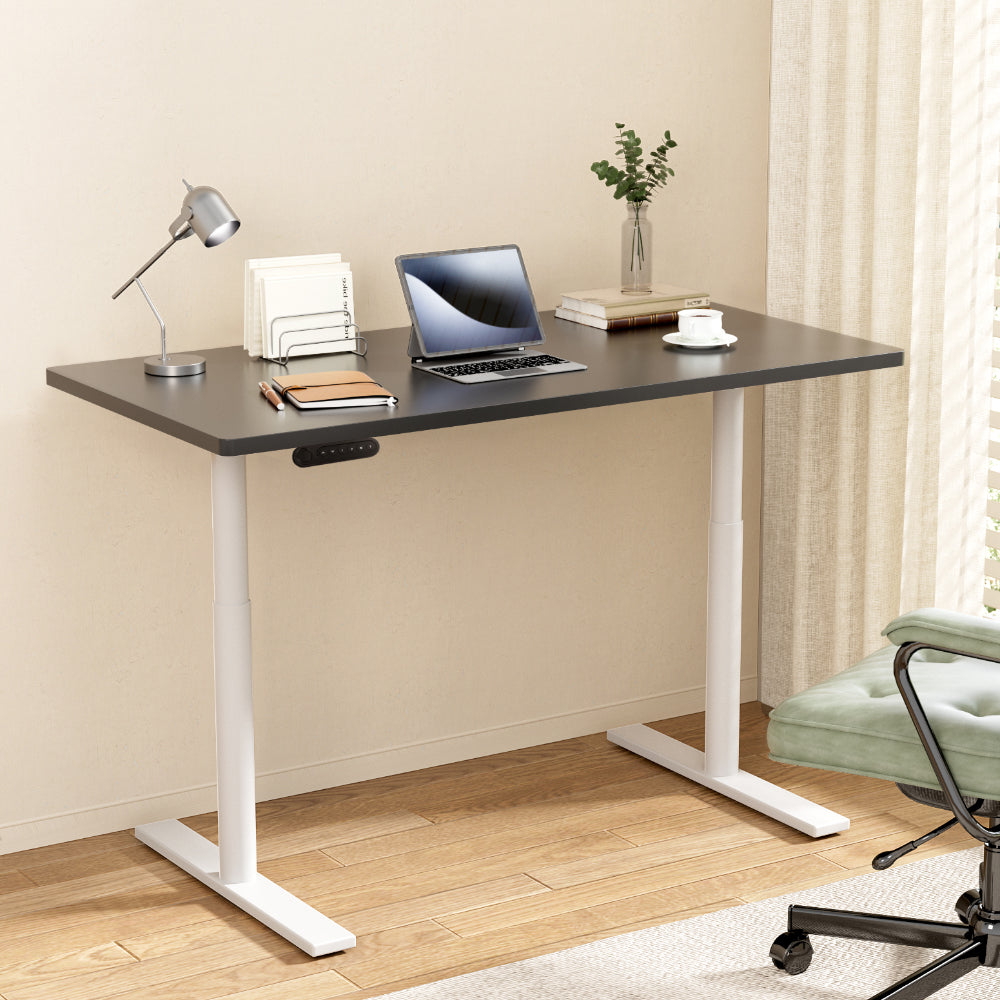 Desks: Artiss Electric Standing Desk Sit Stand Desks Motorised Dual Motor 120CM Black