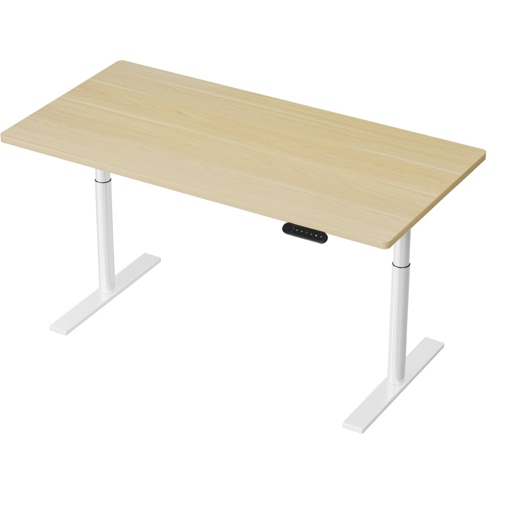Desks: Artiss Standing Desk Motorised Electric Dual Motor 140CM White Oak