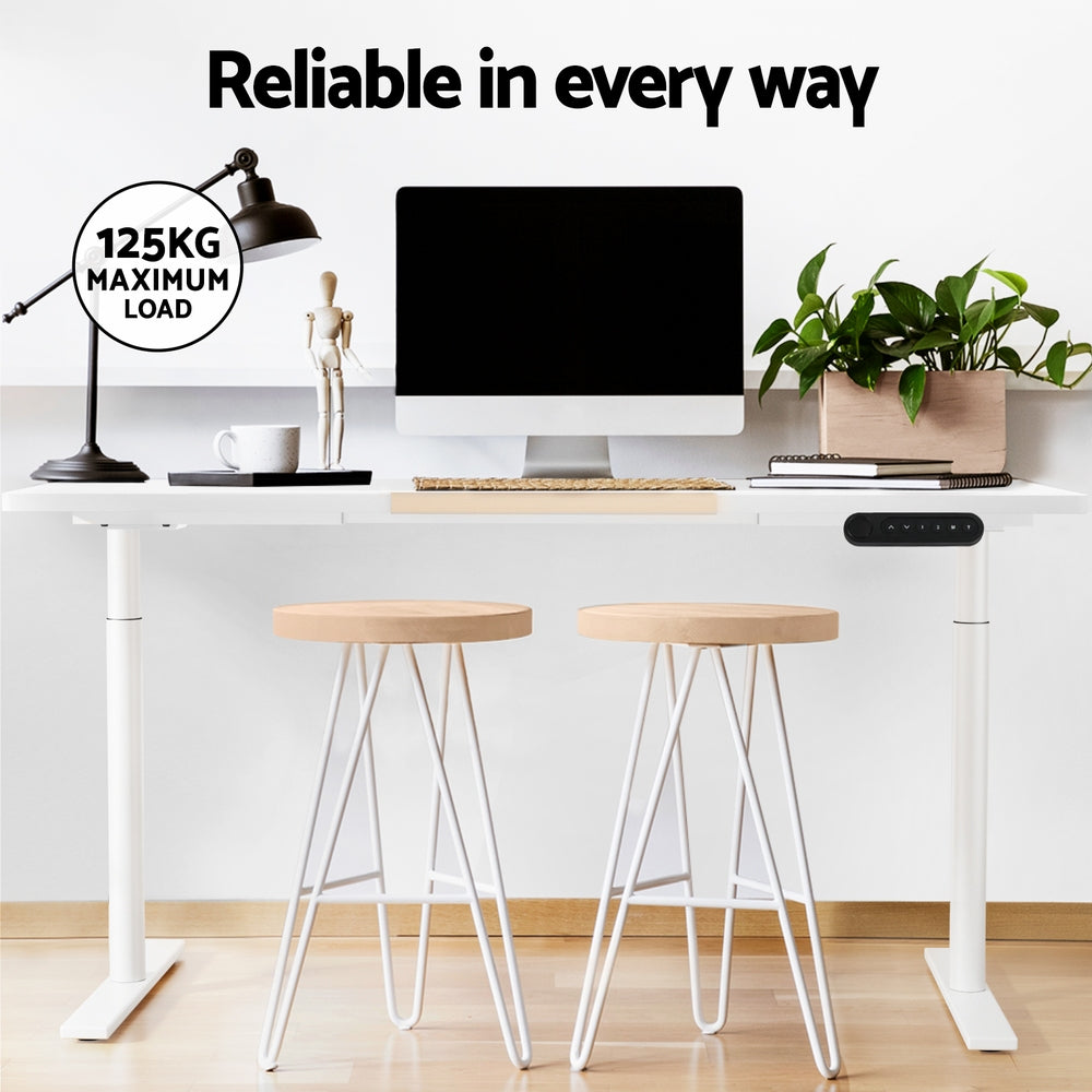 Desks: Artiss Standing Desk Motorised Electric Dual Motor Splice White Pine 120CM