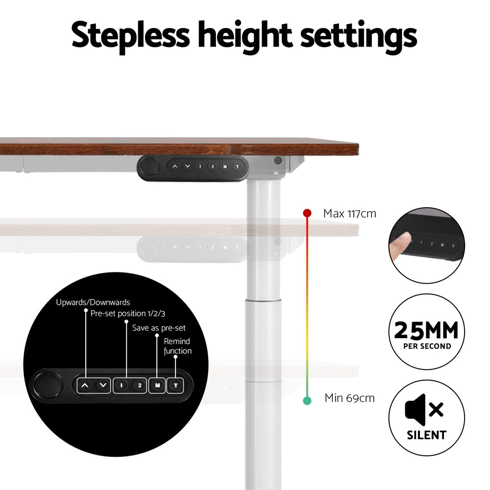 Desks: Artiss Standing Desk Motorised Electric Dual Motor 120CM Rustic Brown