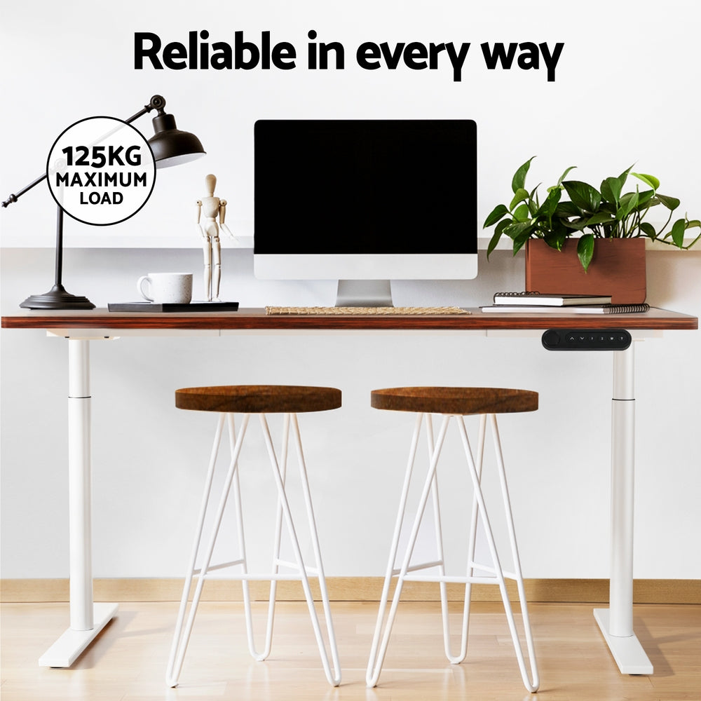 Desks: Artiss Standing Desk Motorised Electric Dual Motor 120CM Rustic Brown