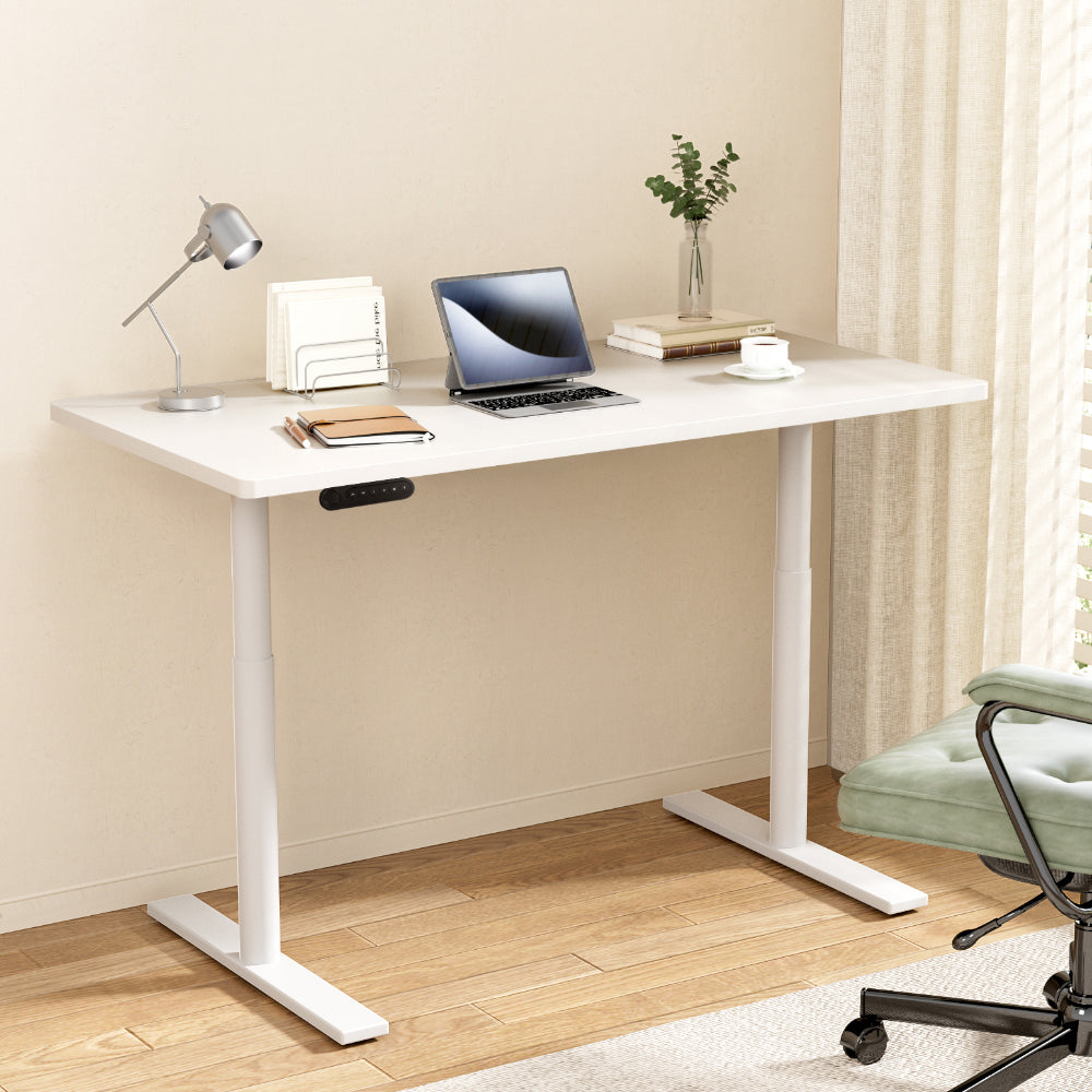 Desks: Artiss Standing Desk Motorised Electric Dual Motor 120CM White