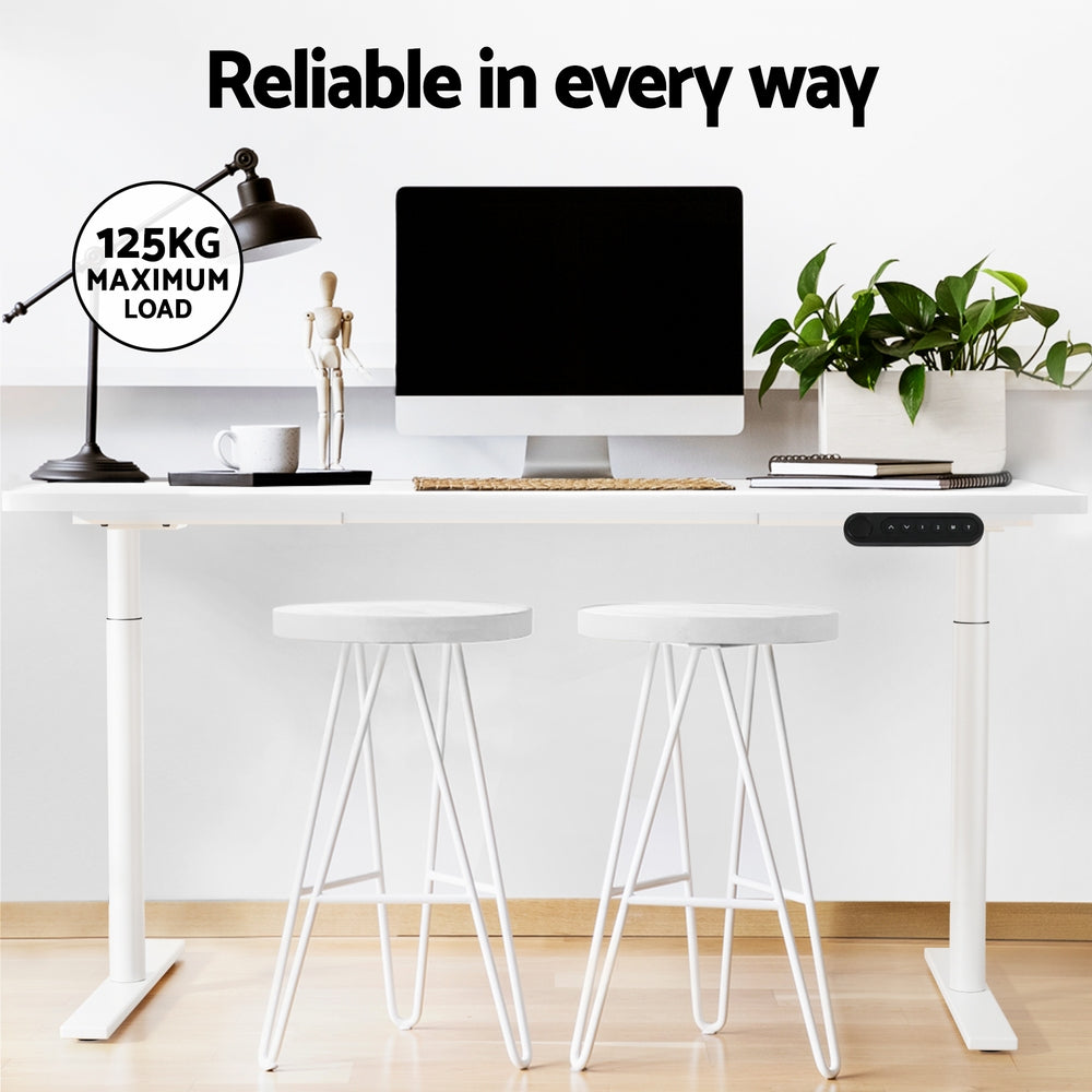 Desks: Artiss Standing Desk Motorised Electric Dual Motor 120CM White