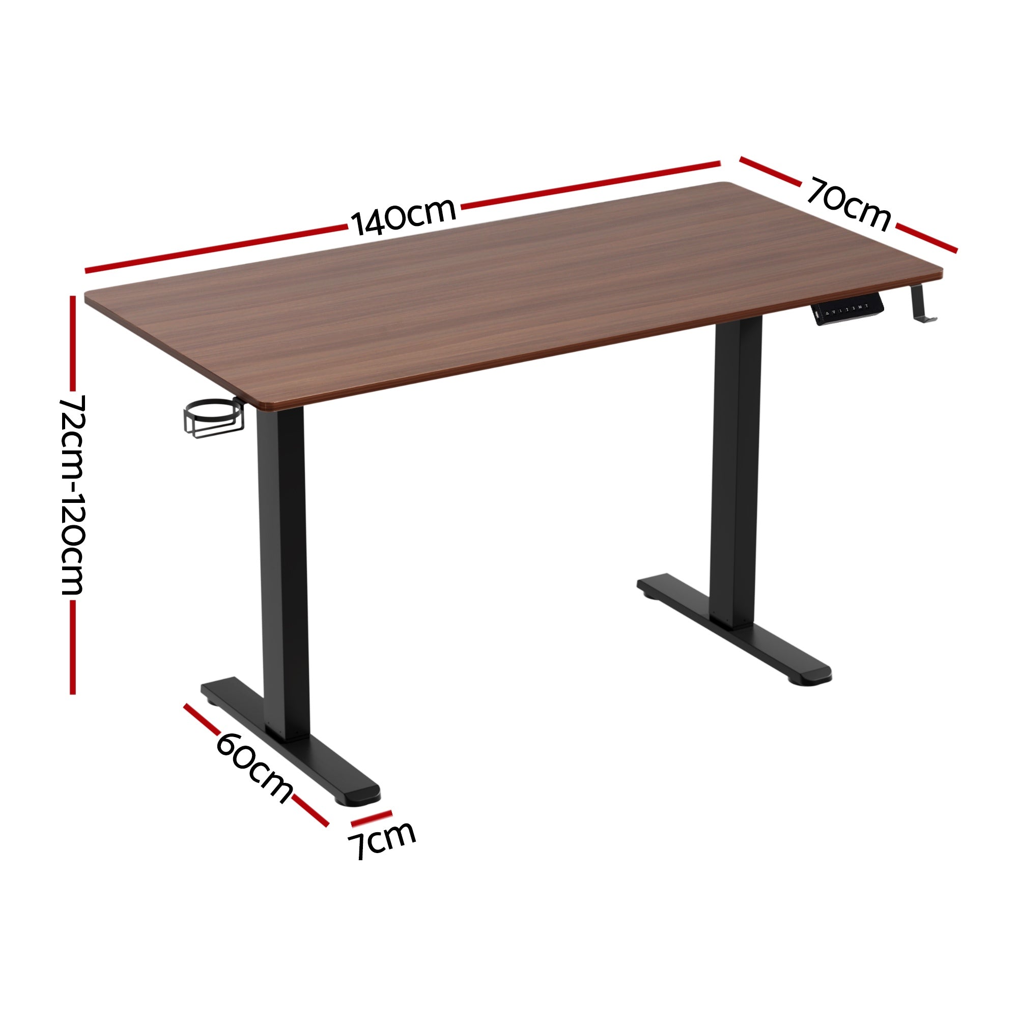 Desks: Artiss Standing Desk Motorised Dual Motor Electric Walnut 140CM