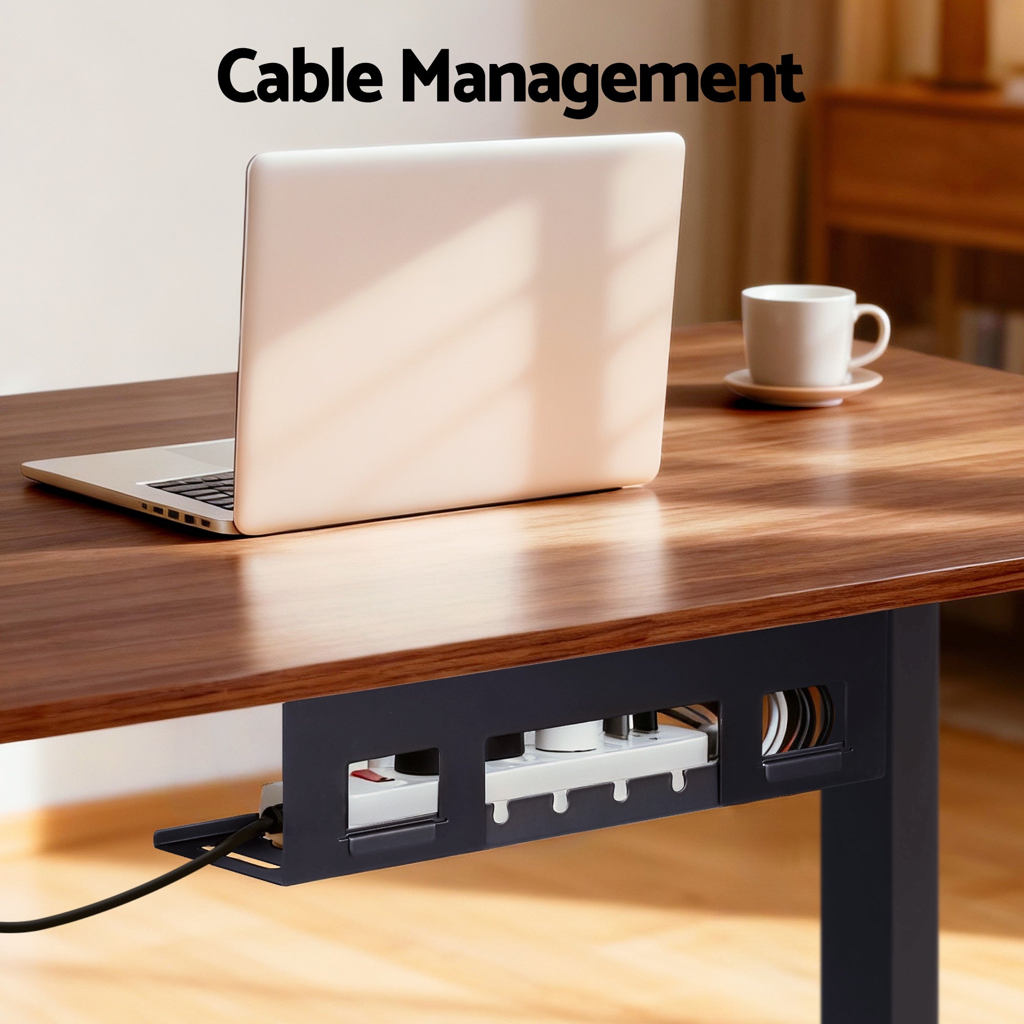Desks: Artiss Standing Desk Motorised Dual Motor Electric Walnut 140CM