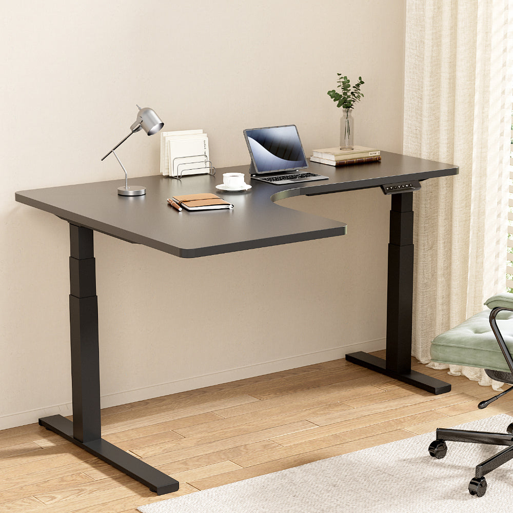 Desks: Artiss Standing Desks L-shape Motorised 160CM Black