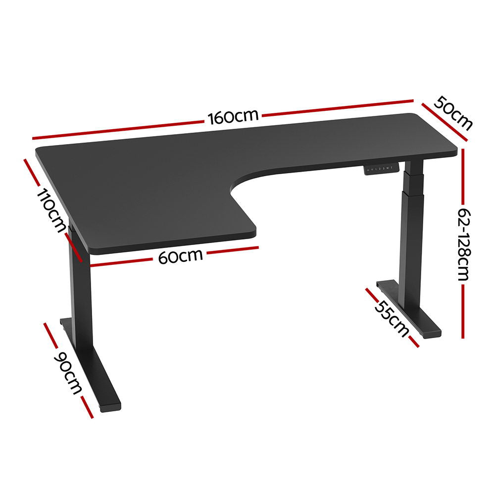 Desks: Artiss Standing Desks L-shape Motorised 160CM Black