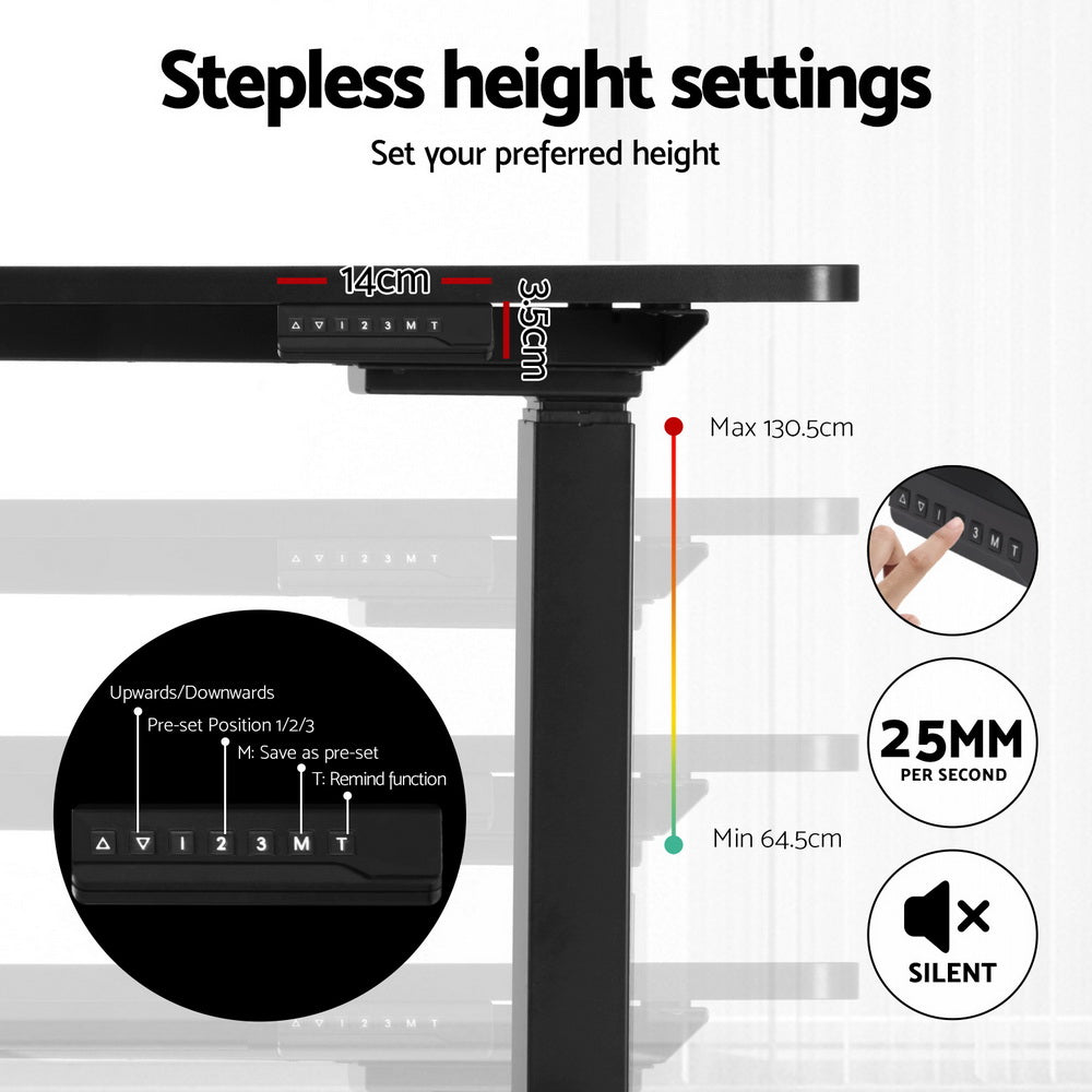 Desks: Artiss Standing Desks L-shape Motorised 160CM Black