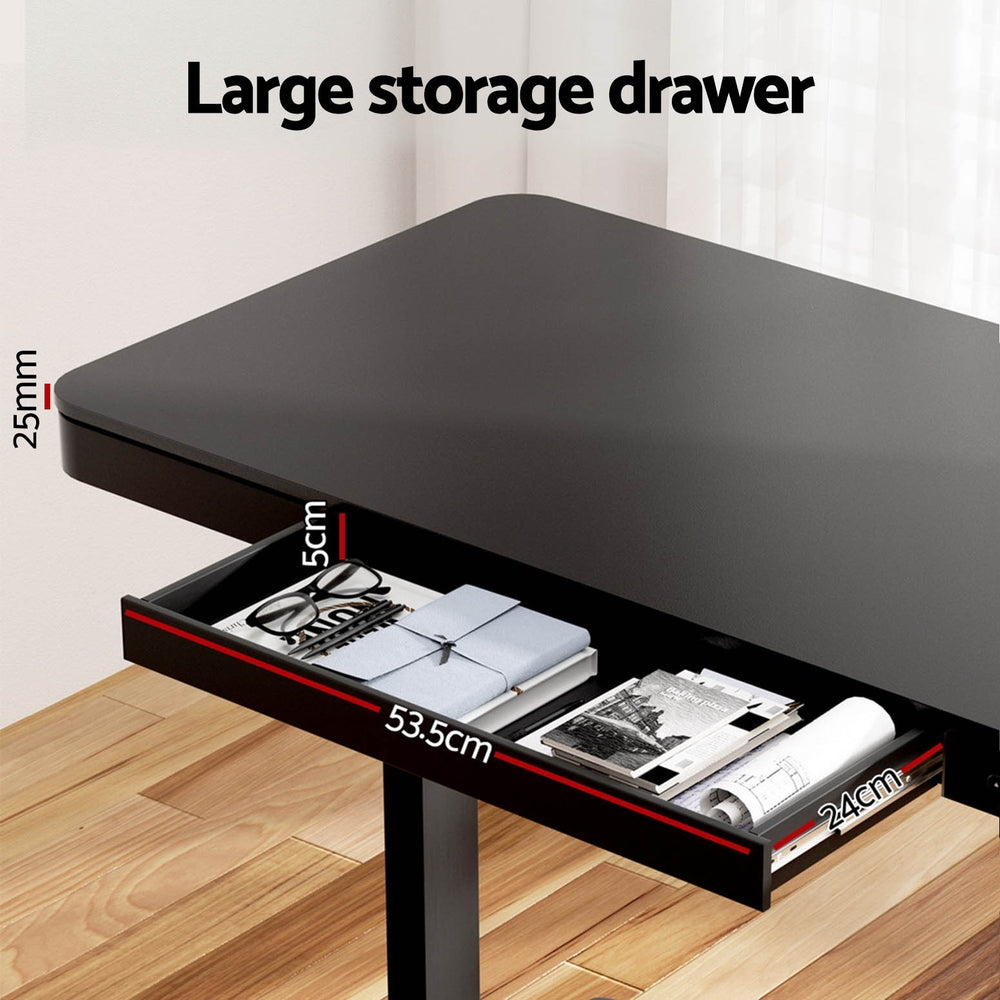 Desks: Artiss Standing Desk Motorised Electric Motor Drawer 120CM Black