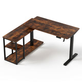 Desks: Artiss Electric Standing Desk Adjustable Motorised 120CM L Shaped Rustic Brown