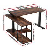 Desks: Artiss Electric Standing Desk Adjustable Motorised 120CM L Shaped Rustic Brown