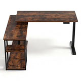 Desks: Artiss Electric Standing Desk Adjustable Motorised 120CM L Shaped Rustic Brown