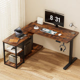 Desks: Artiss Electric Standing Desk Adjustable Motorised 120CM L Shaped Rustic Brown