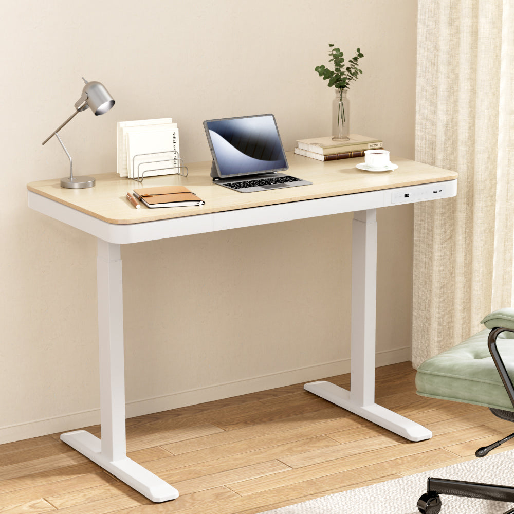 Desks: Artiss Standing Desk Motorised Electric Dual Motor Draw 120CM Oak