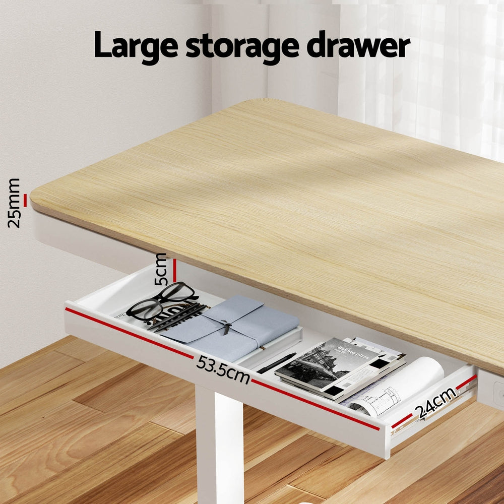Desks: Artiss Standing Desk Motorised Electric Dual Motor Draw 120CM Oak