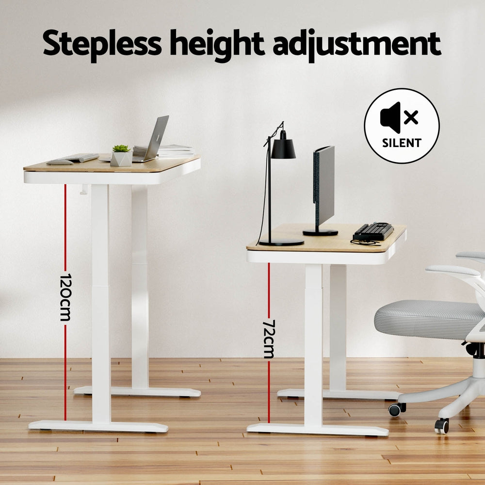 Desks: Artiss Standing Desk Motorised Electric Dual Motor Draw 120CM Oak