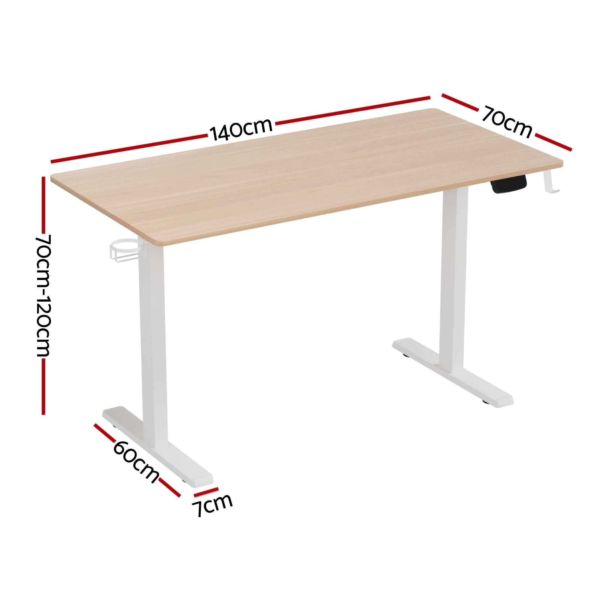 Desks: Artiss Standing Desk Sit Stand Touch Control Electric Oak 140CM