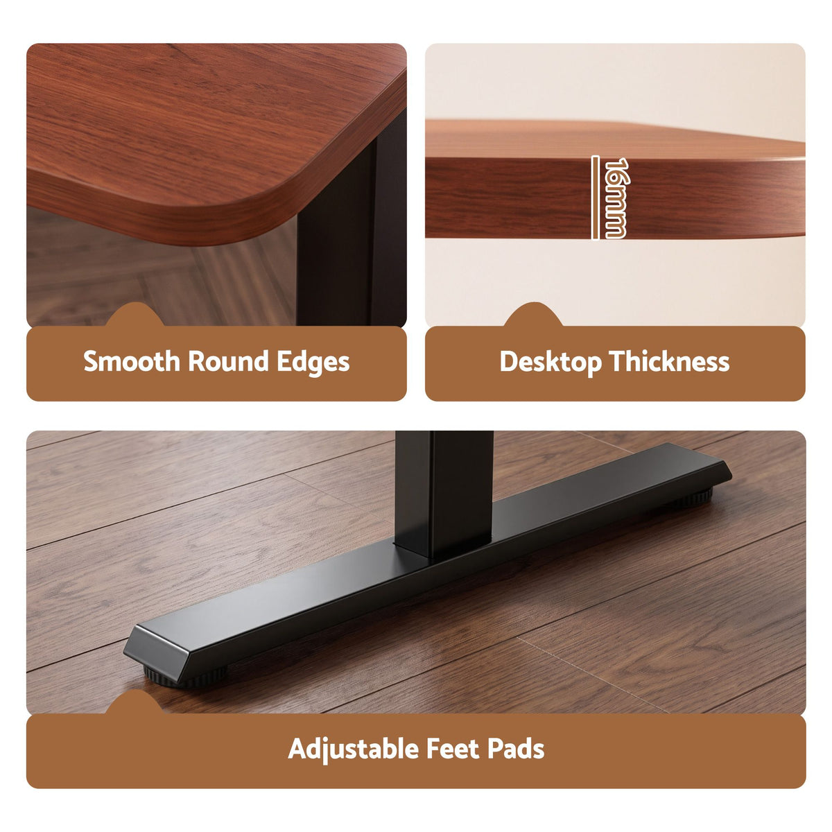 Artiss Electric Standing Desk Height Adjustable Table 120cm Walnut Black