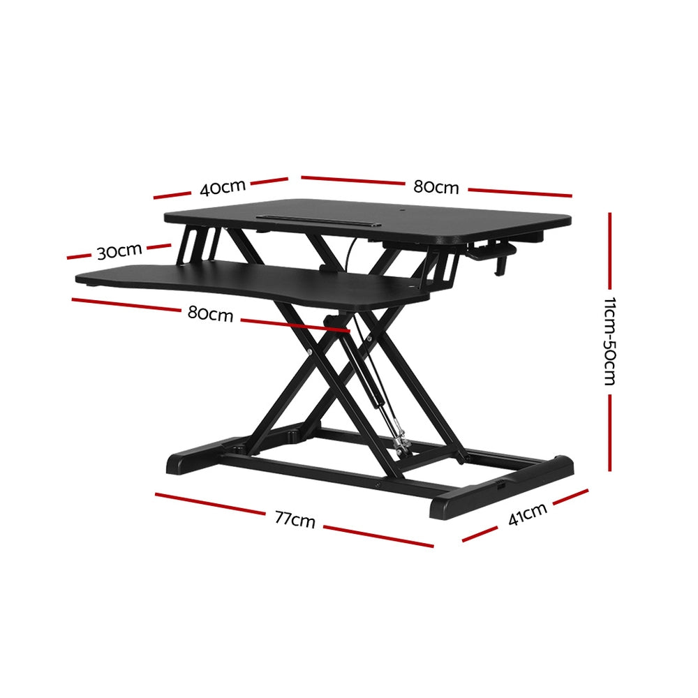 Office & Desk Chairs: Artiss Standing Desk Riser Height Adjustable Black 80CM