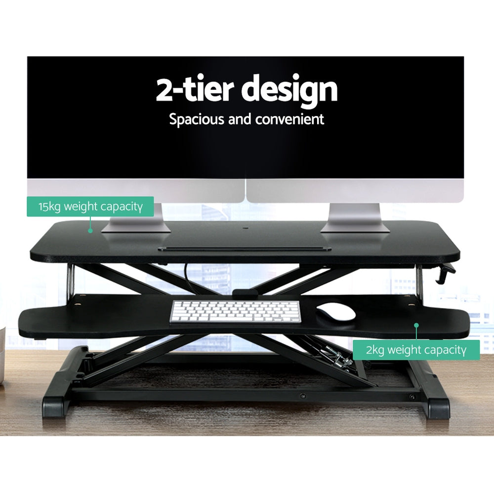 Office & Desk Chairs: Artiss Standing Desk Riser Height Adjustable Black 80CM