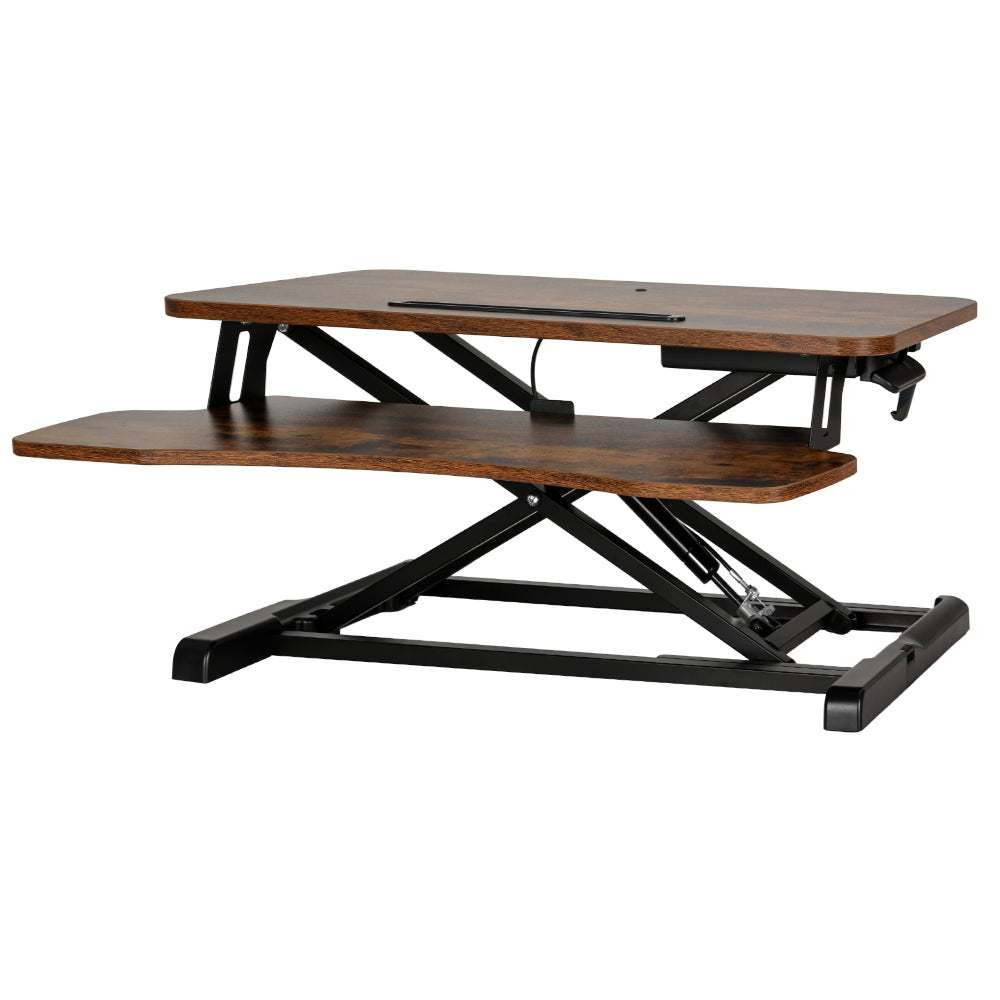 Desks: Artiss Standing Desk Riser Height Adjustable Rustic Brown 80CM