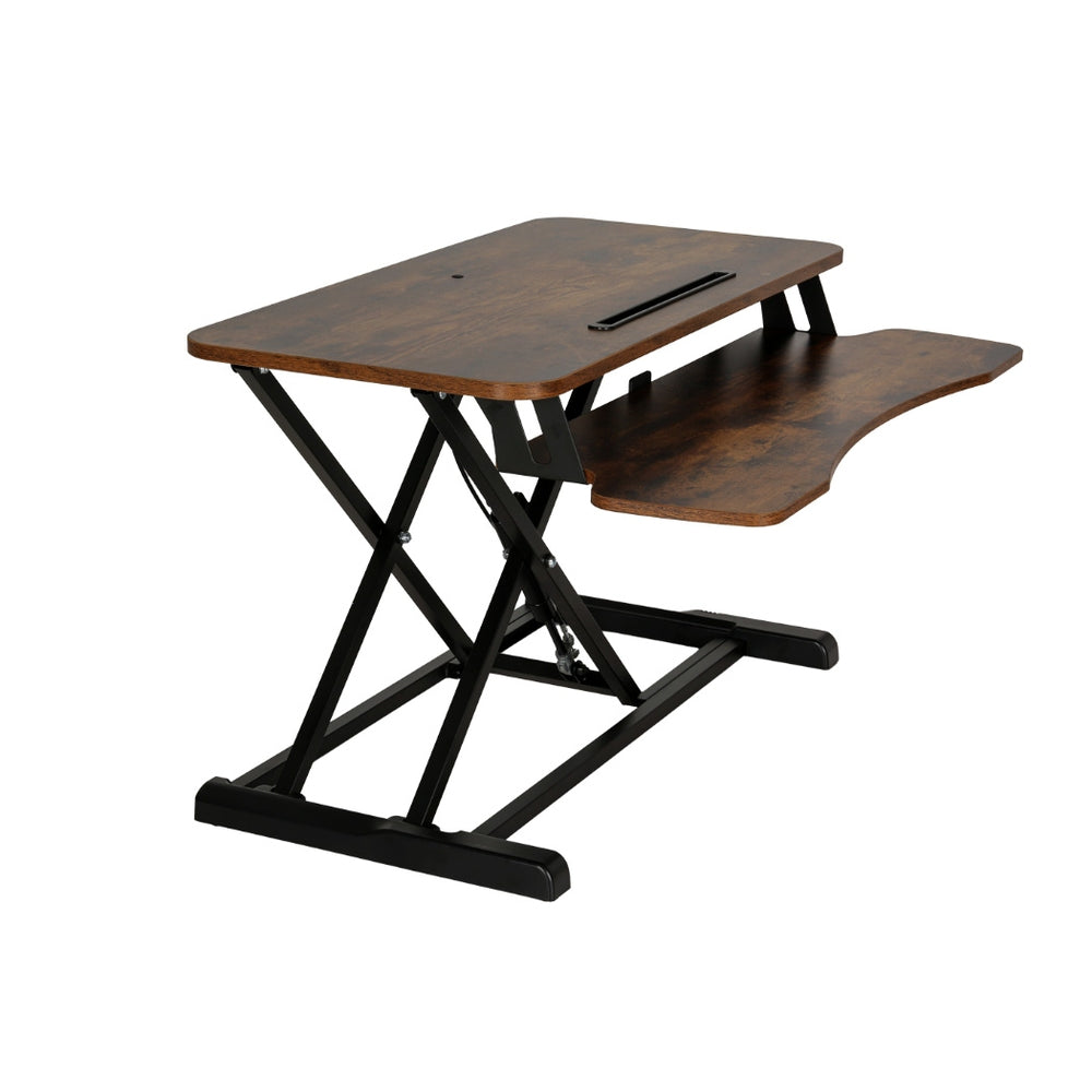 Desks: Artiss Standing Desk Riser Height Adjustable Rustic Brown 80CM
