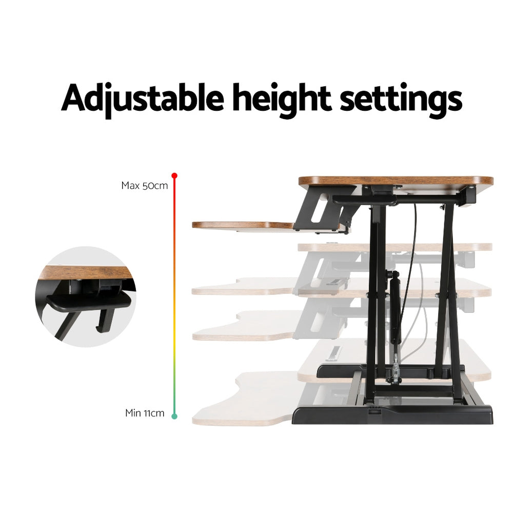 Desks: Artiss Standing Desk Riser Height Adjustable Rustic Brown 80CM