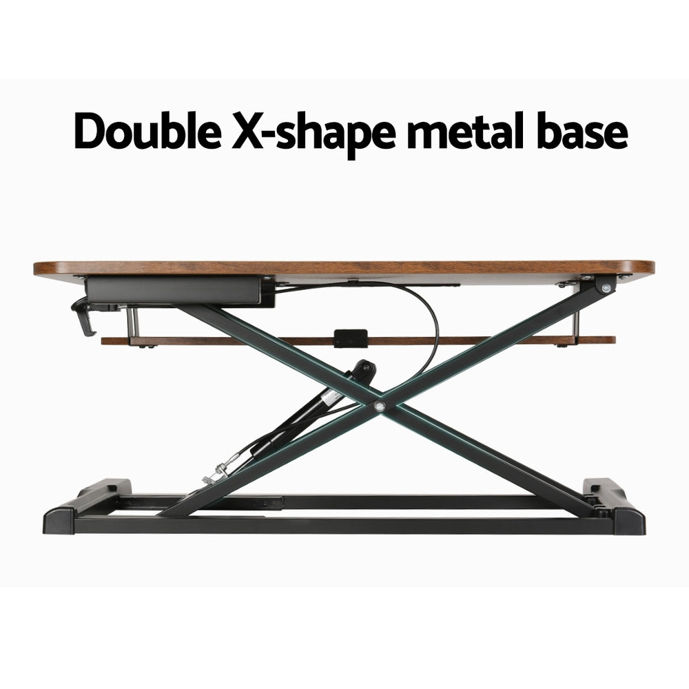 Desks: Artiss Standing Desk Riser Height Adjustable Rustic Brown 80CM