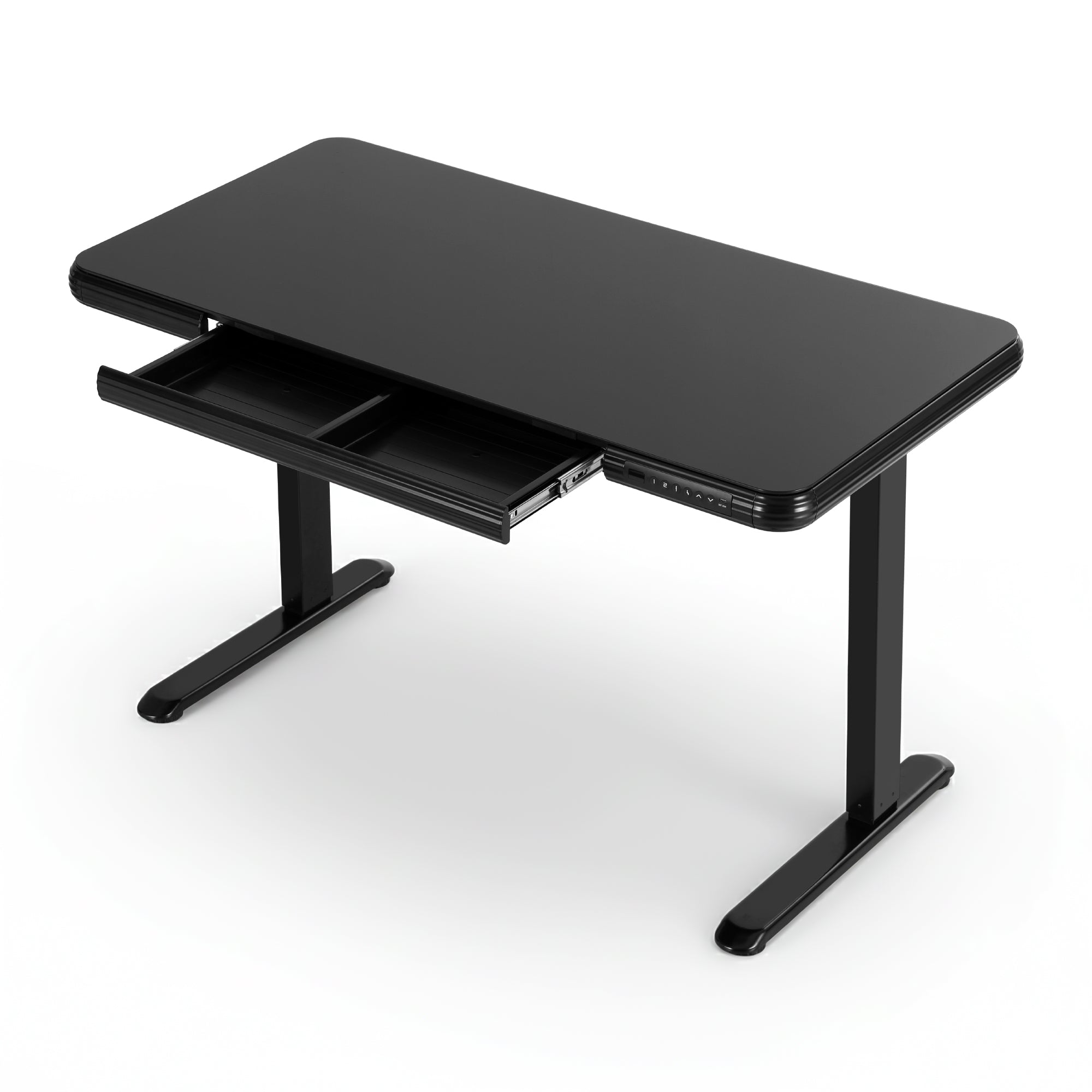 Desks: Artiss Electric Standing Desk Motorised Glass Top Black 120CM