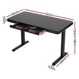 Desks: Artiss Electric Standing Desk Motorised Glass Top Black 120CM