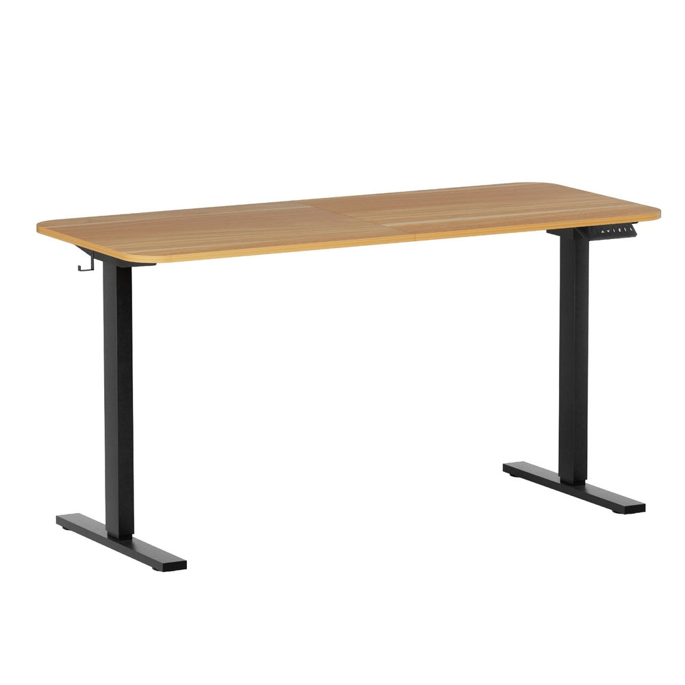 Desks: Artiss Electric Standing Desk 140cm Adjustable Height Motorised Home Office Desk Oak Black