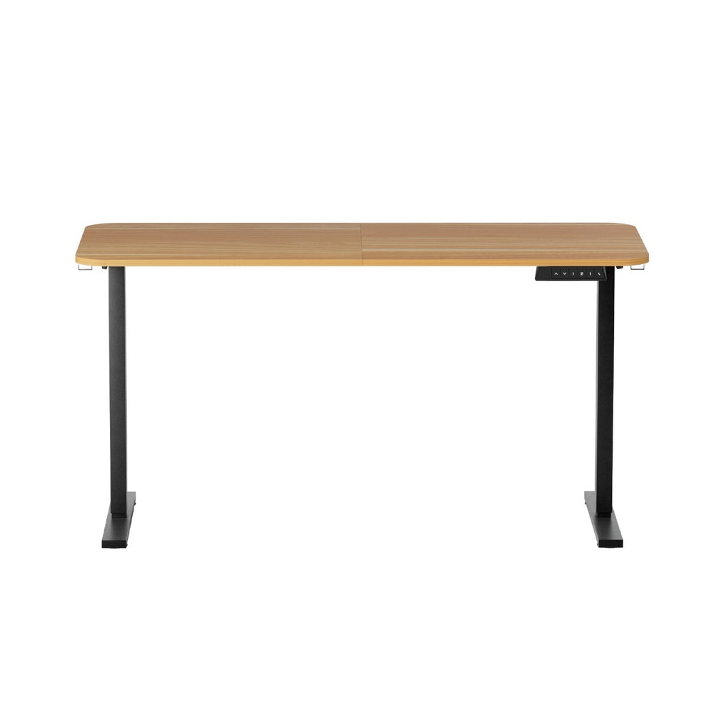 Desks: Artiss Electric Standing Desk 140cm Adjustable Height Motorised Home Office Desk Oak Black