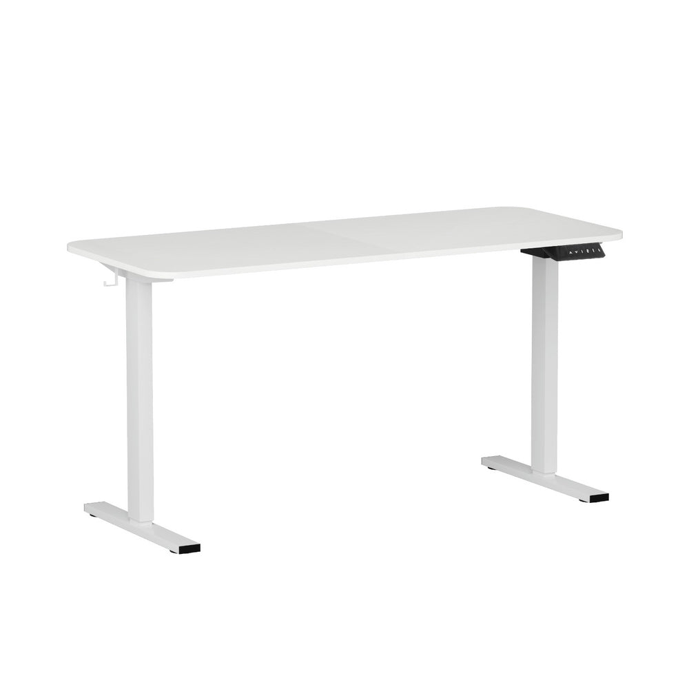 Desks: Artiss Electric Standing Desk 140cm Adjustable Height Motorised Home Office Desk White