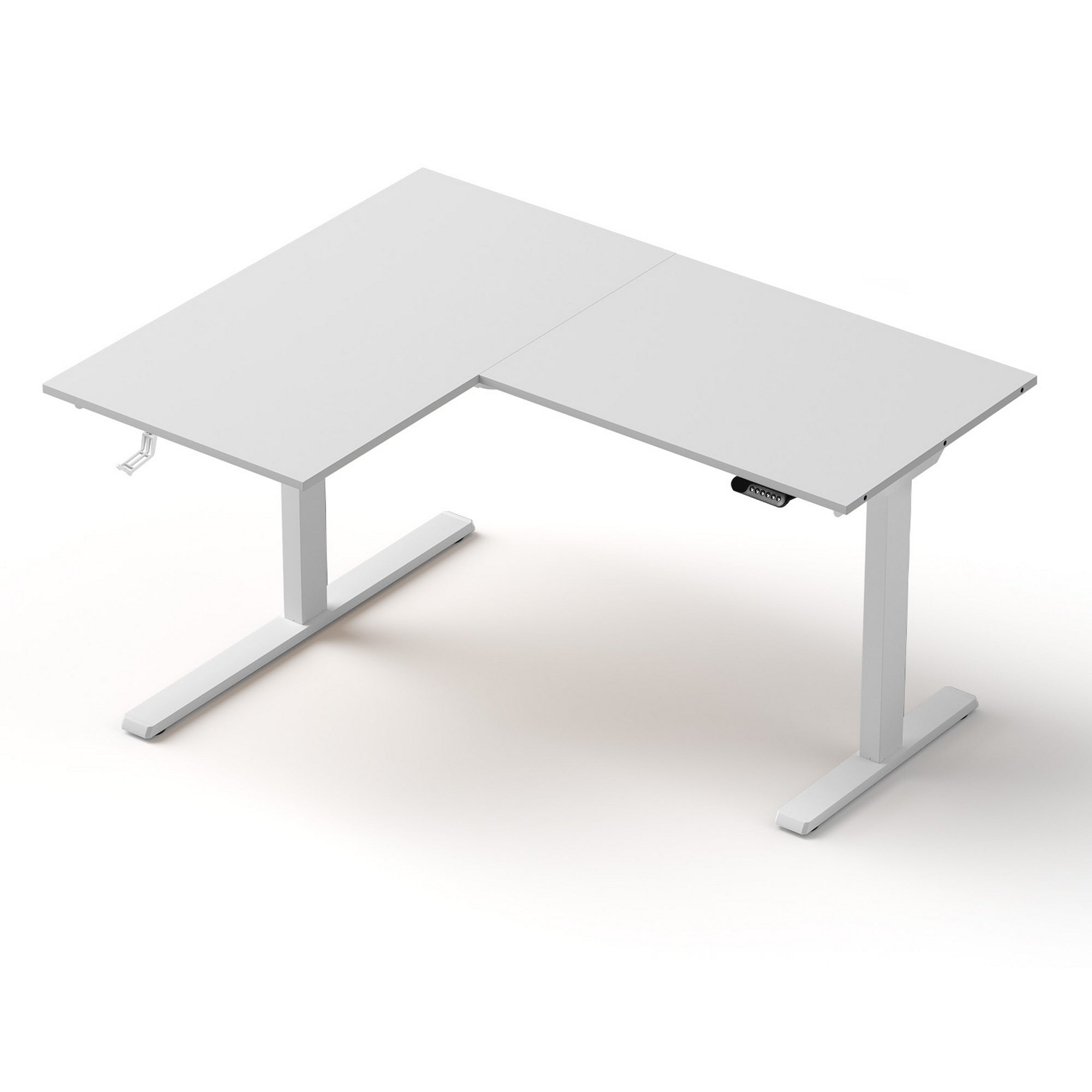 Artiss L-Shape Standing Desk Sit Stand Up Height Adjustable Electric Motorised White