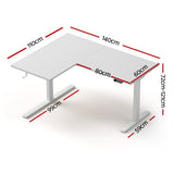 Desks: Artiss L-Shape Standing Desk Sit Stand Up Height Adjustable Electric Motorised White
